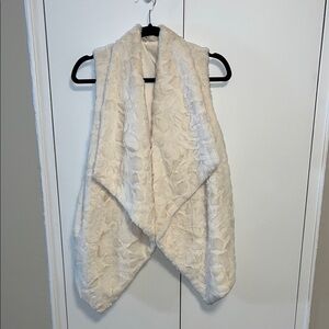 Women's Cream Faux Fur Vest